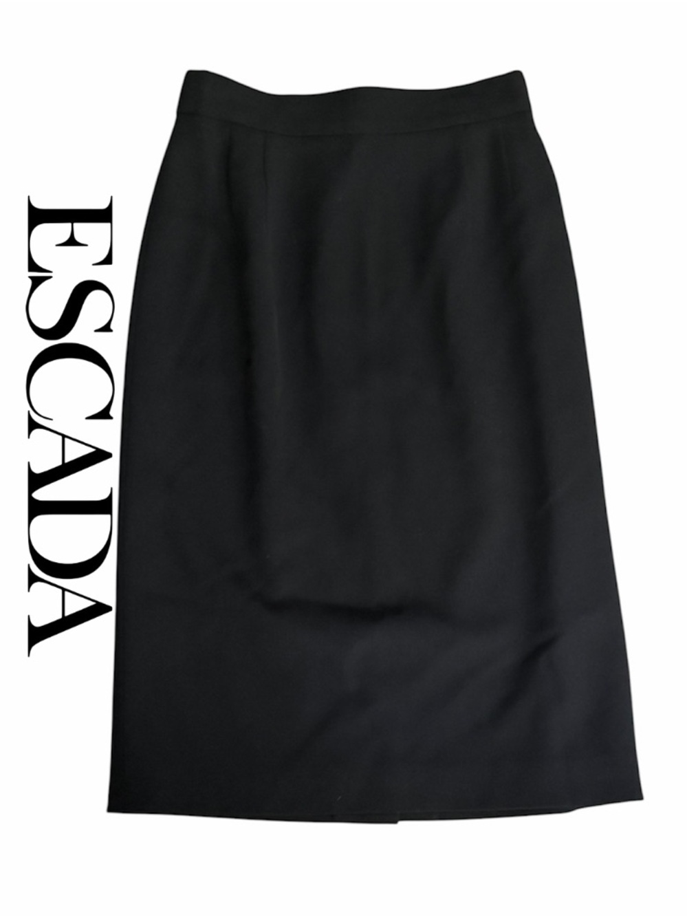 Escada Wool Black Tailored Pencil Skirt A Line Vintage VTG 90s office 34